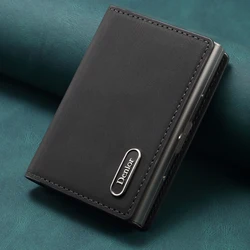 Premium Faux Leather Magnetic Card Holder with Automatic Eject Button (Black)
