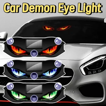 Luce Solare per Auto a Forma di Occhio di Demone, Luce di Segnalazione Dinamica Lampeggiante, Luci di Sicurezza Universali per Veicoli