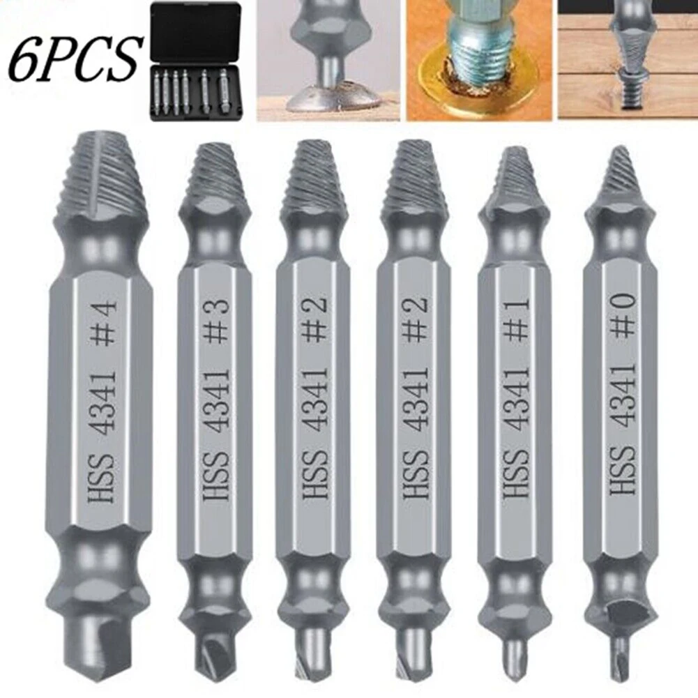 

Part Extractor Set Extractor Practical Tap 6Pcs Accessories Damaged Screw Drills Tools Kit Easy Out Set Brand New