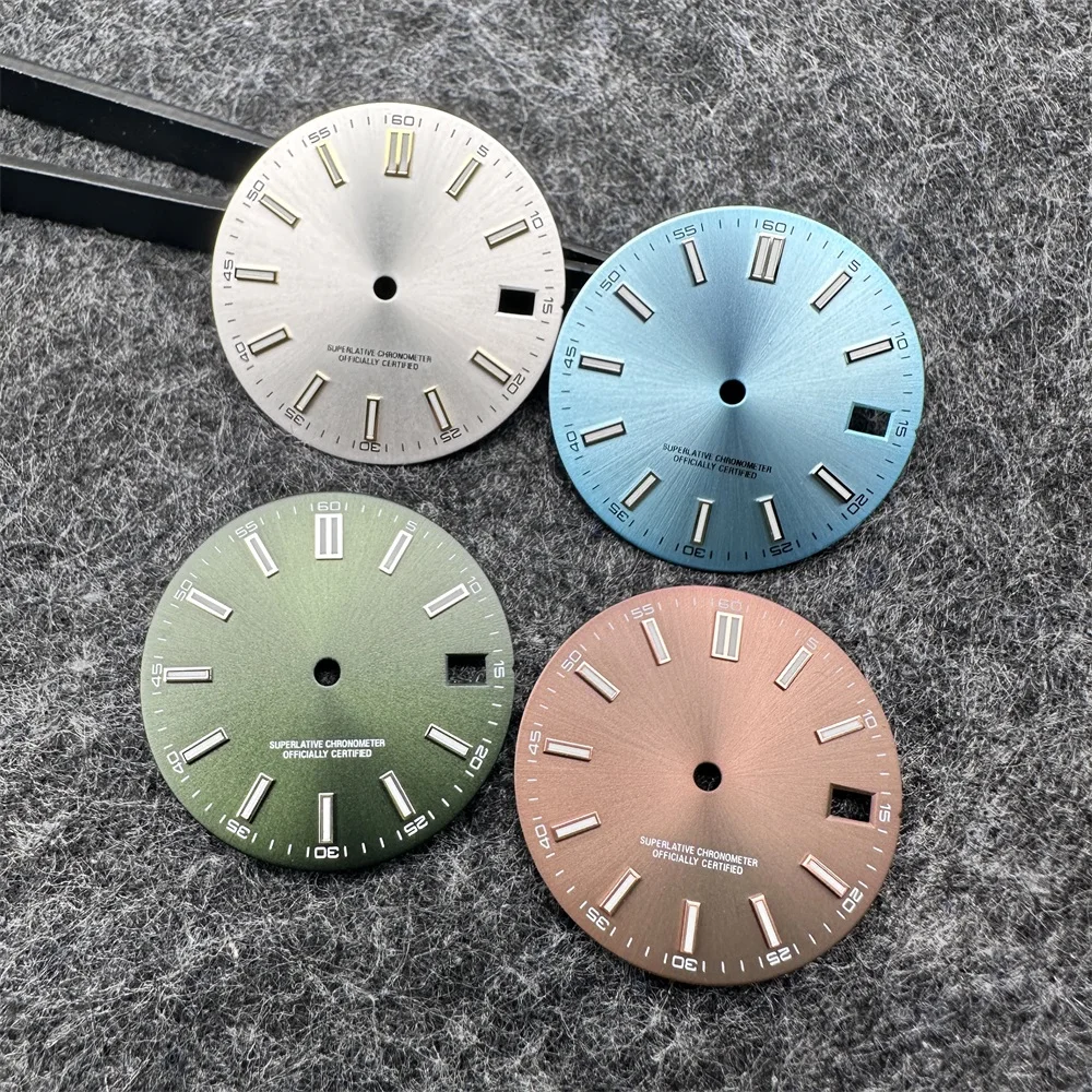 28.5mm Watch Dial Log Window Watch Faces Blue Green Luminous BGW9 Modified Accessories For NH35 NH36 4R35 Movements watch face accessories watch dial accessories