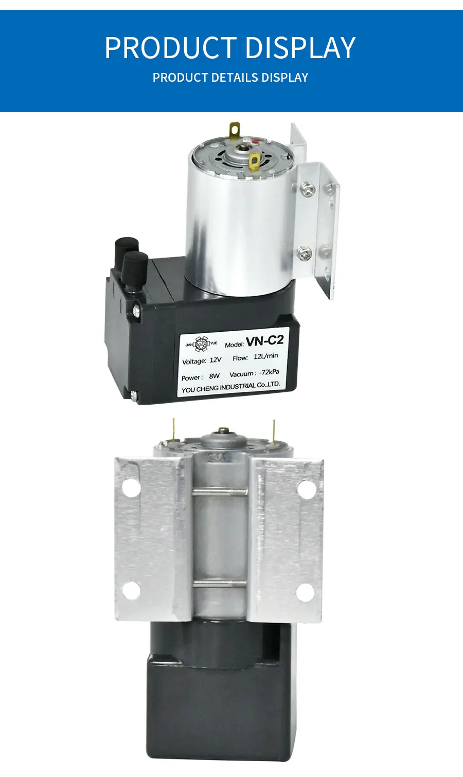 bomba de ar negativa pequena do diafragma da com motor da escova