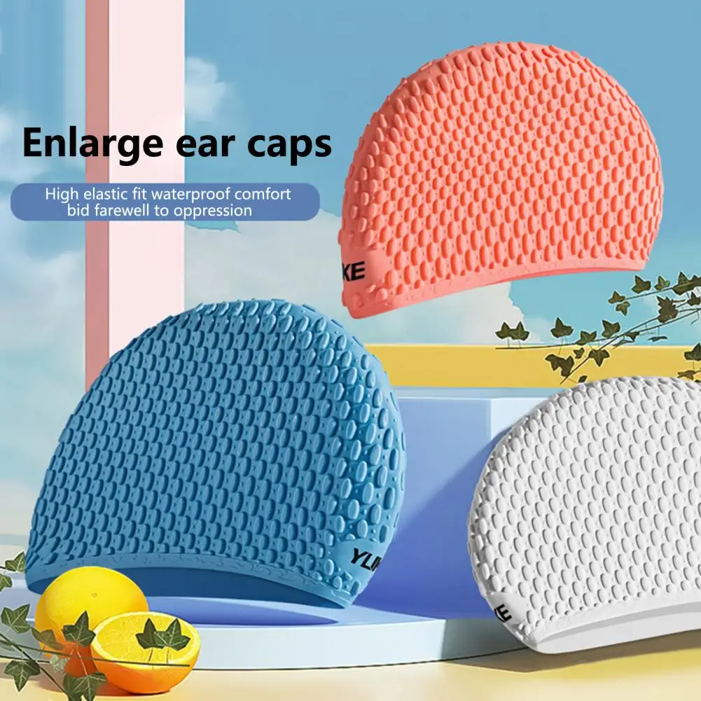Silicone Swim Pool Hat Elastic Swimming Bath Caps Ear Hair Protection  Tear-resistant Waterproof Solid Color Swimming Accessories - AliExpress