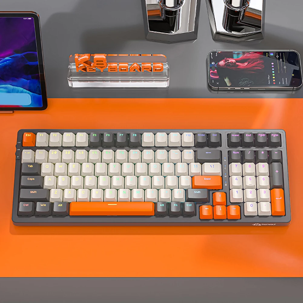 K8 무선 기계식 키보드, 3 가지 모드, 핫 스왑 가능 기계식 키보드, BT, 2.4Ghz, C타입, E스포츠 게임 사무실용 유선