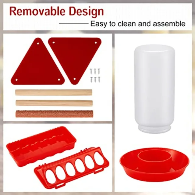 Chick Feeder and Waterer Kit Feeding Supplies with Mini Perch Chicken Starter Kit for Coop and Brooder