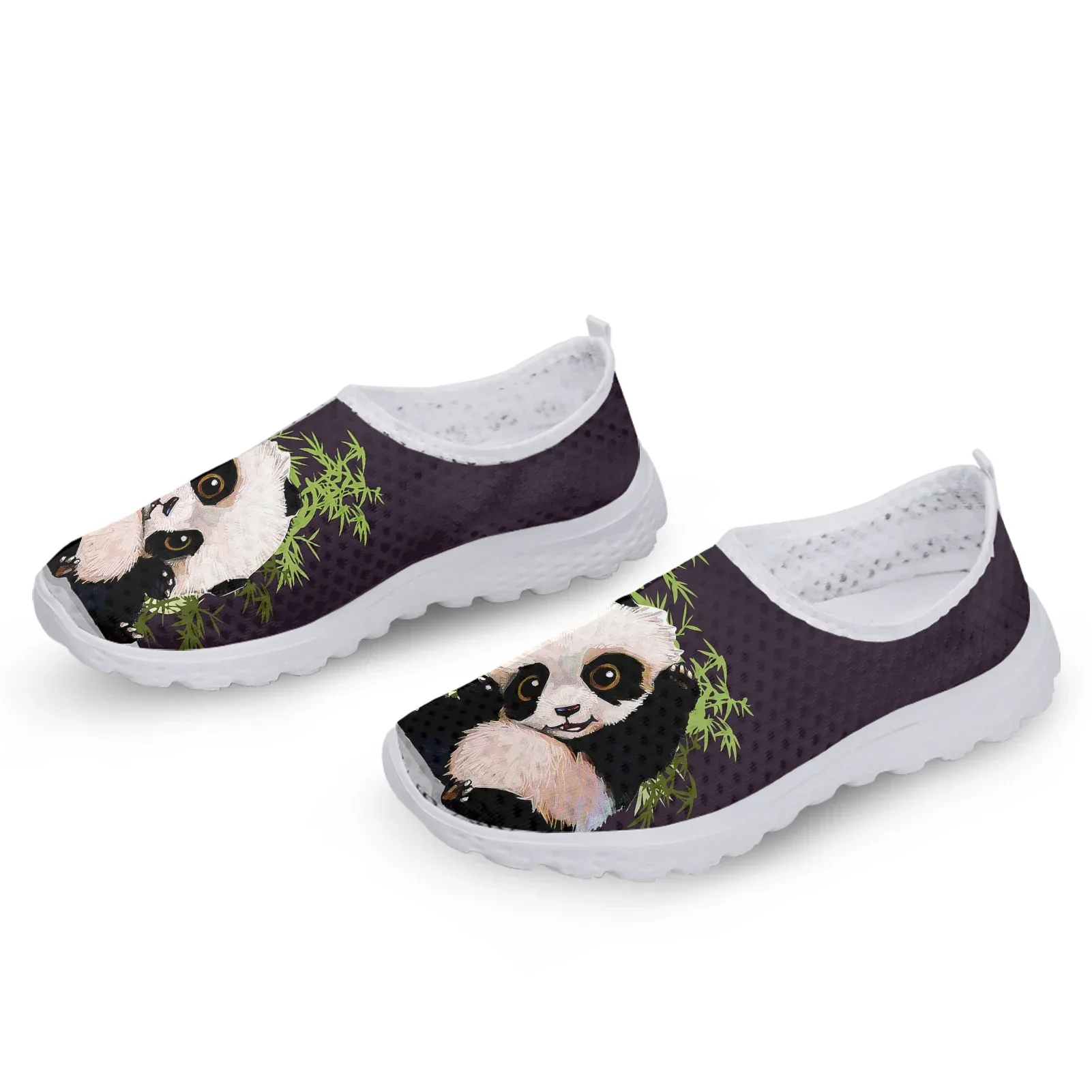 Cute Panda Bamboo 3D Printing Women's Shoes Comfortable And Breathable Summer Shoes Mesh Sneakers Slip On Shoes