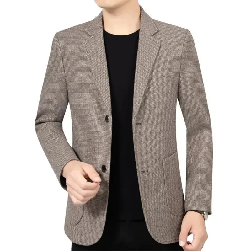Men Suit Jackets Autumn Business Solid Color Wool Blends Slim 3XL