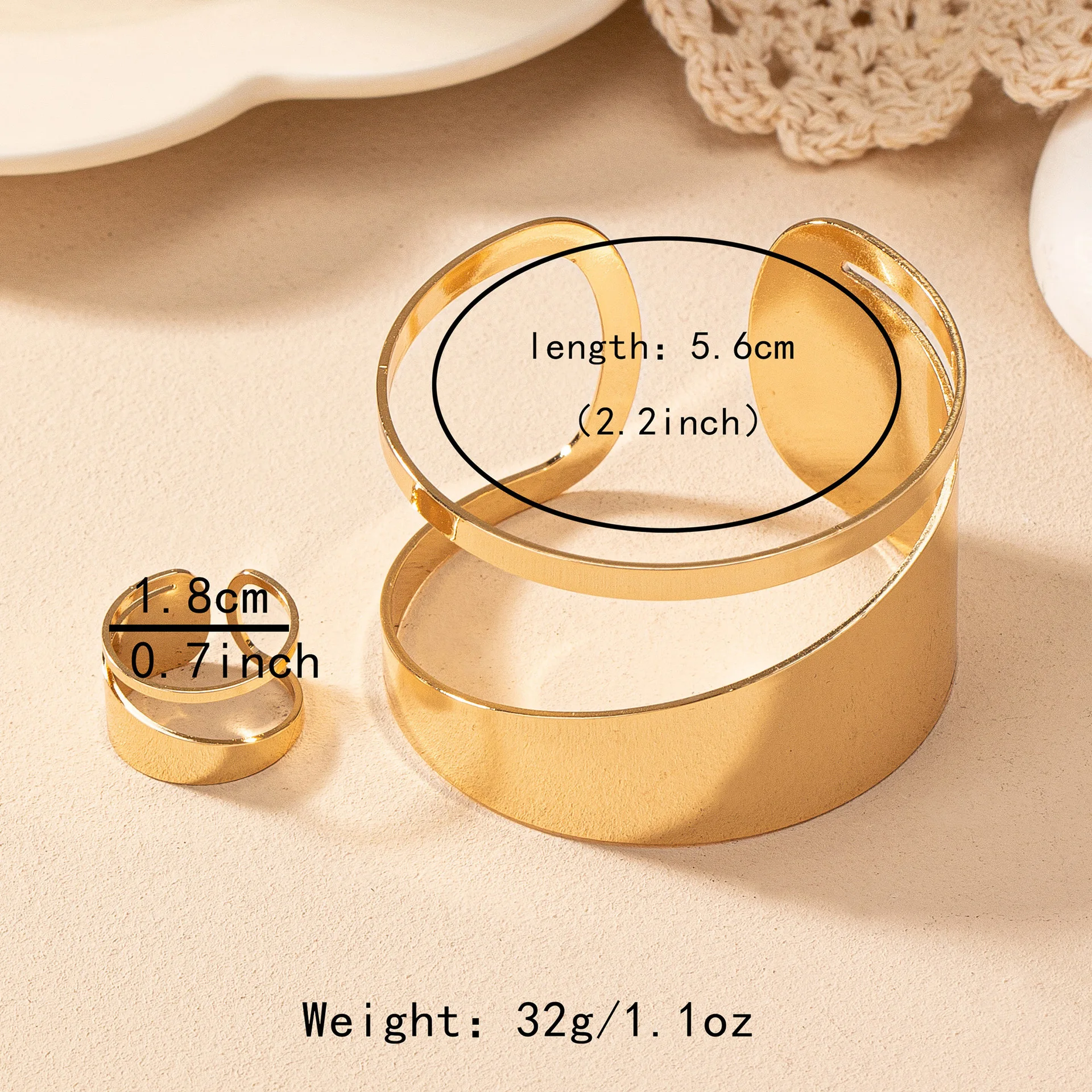 Fashion Simple Open Adjustable Jewelry Bracelet Metal 18k PVD Gold-plated Waterproof Colorfast Accessories Bangle 5