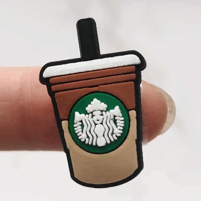 1Pcs PVC Shoe Buckle Accessories Funny DIY Colorful Cat Coffee Cup Shoes Buttons Decoration Jibz For Croc Charms Kids Gift F