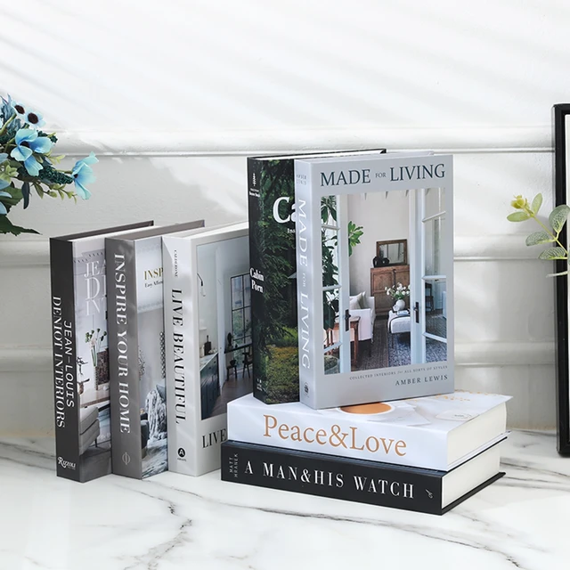 Decorative Books – 4pcs Fashion Book Décor for Elegant and Refined Homes -  Premium Fake Books with No Pages – Lightweight Hardcover Books for Décor 