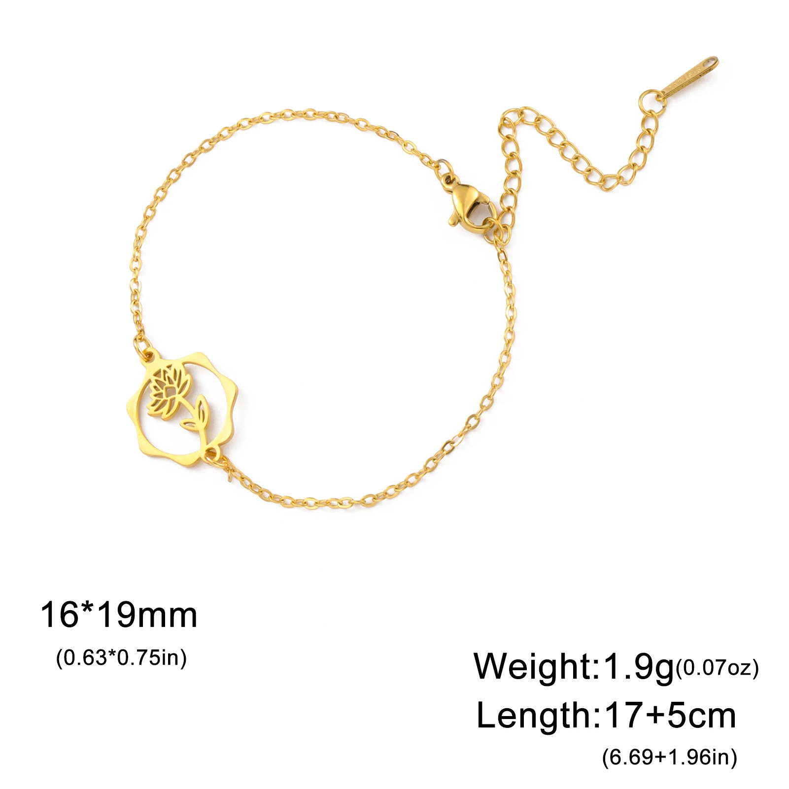 Unift Floral Birth Flower Charm Bracelet - Stainless Steel Cosmos & Poppy Design, Trendy Minimalist Jewelry