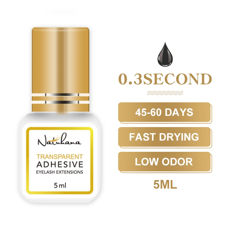 Eyelash glue NATUHANA 1 Second 5ml Fast Dry Strong False Lashes Extension Glue Lash Adhesive Low Smell No Simulation MSDS Mink Eyelash Glue