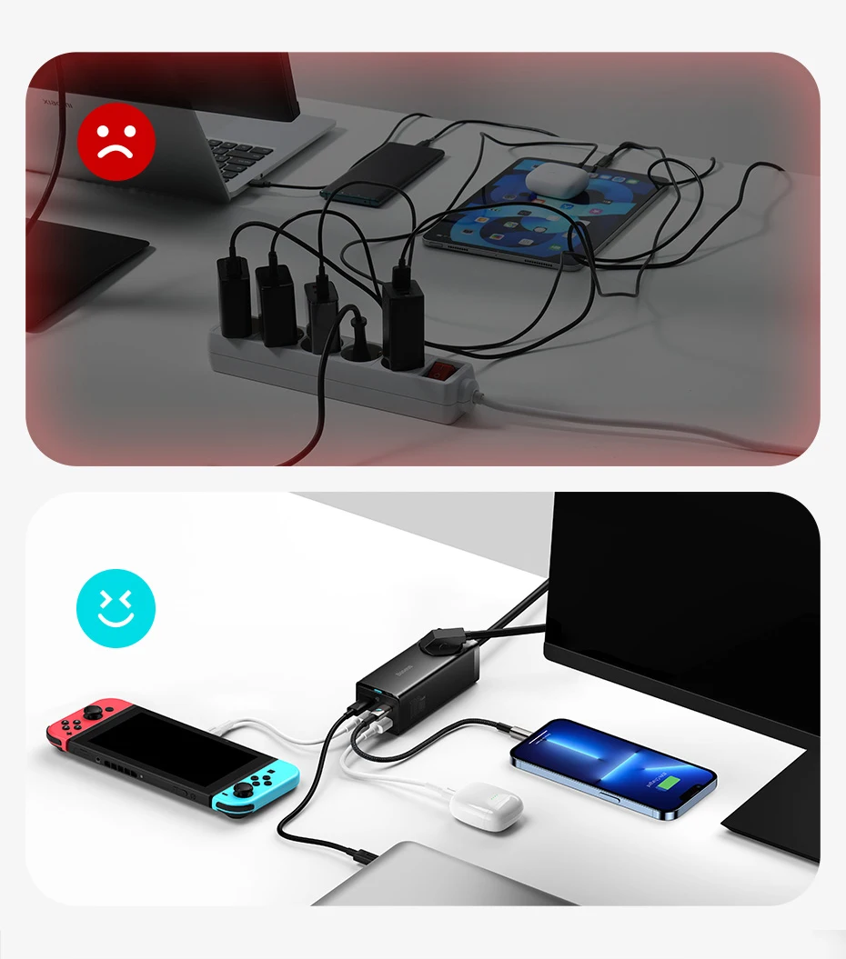 100W GaN3 Pro USB Charger Desktop Power Strip Charging Station Type C PD QC Quic