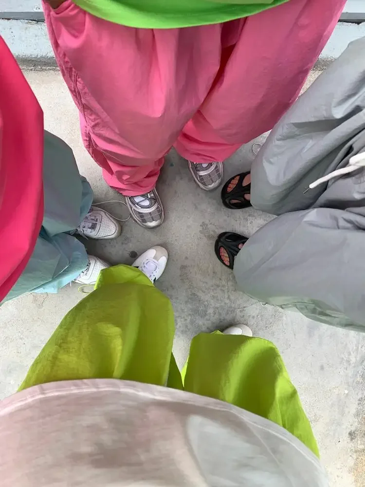 HOUZHOU Y2k Pink Wide Parachute Pants Women Oversized Casual Joggers Harajuku Fashion Korean Streetwear Baggy Sports Trousers