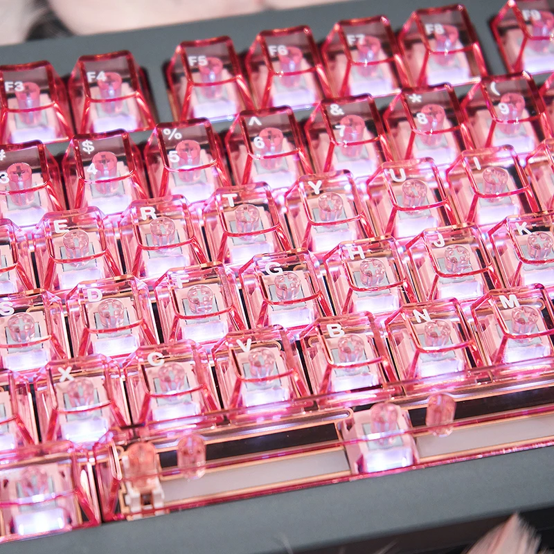 Echome-abs Custom Keyboard Cap Cereja Perfil Key Cap Ágata Rosa Keycap Transparente Acessórios de Teclado Mecânico Rainy75 - Imagem 4