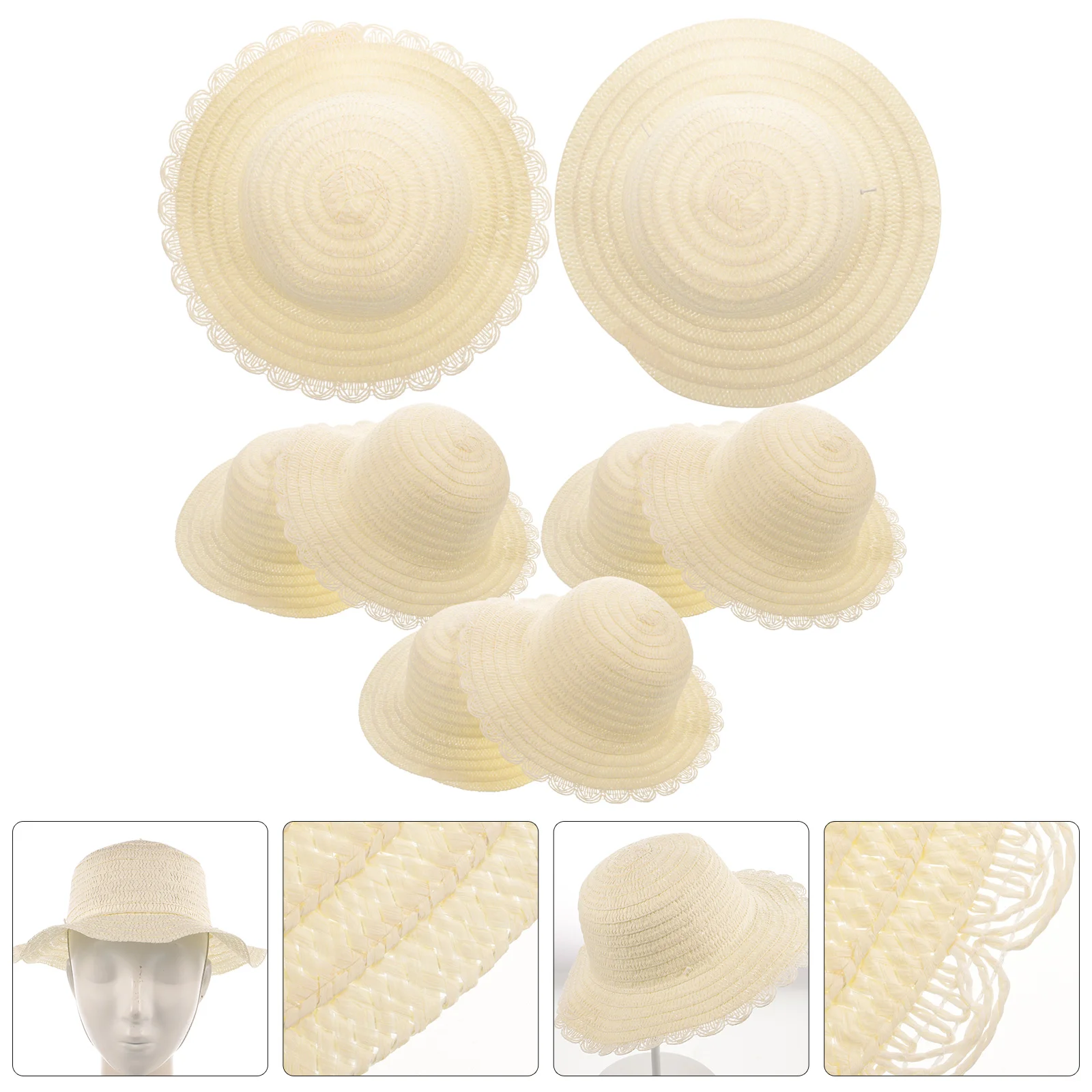 

Gadpiparty Diy Straw Hats Set Unpainted White Straw Hat Handmade Cap Beach Sun Hat Tea Party Dress Up Hat Mexican Straw Hat