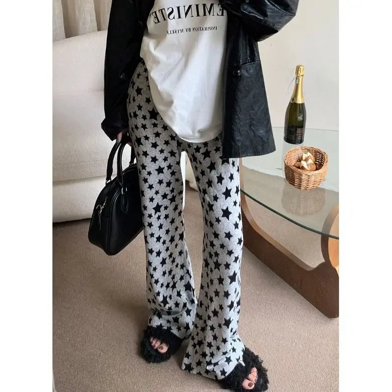 

Y2k Aesthetic Grunge Stars Print Womans Pantalones Loose 2023 Harajuku Flare Pants Vintage Streetwear High Waist Trousers