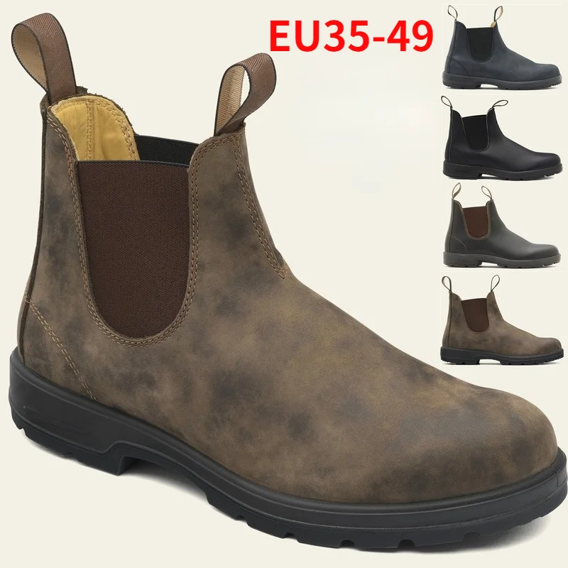 Retro Leather Boots Men Chelsea Boot Handmade Autumn Winter Shoes Casual Comfortable Unisex Ankle Boots Zapatos De Hombre