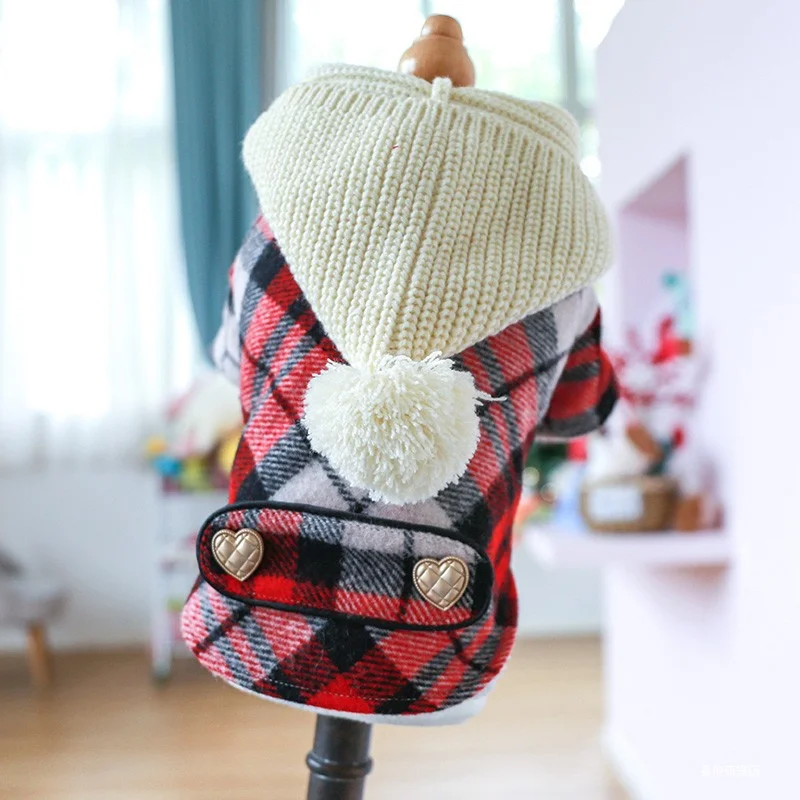 1PC Pet Clothing Cat Winter Plush Thickened Ball Hat Cotton Coat Windbreaker Suitable for Small and Medium Dogs pet jacket