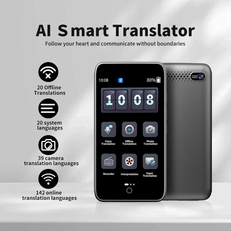 4인치 D5 Protable WiFi 142개 언어 사진 오디오 오프라인 온라인 실시간 스마트 번역기 Vioce