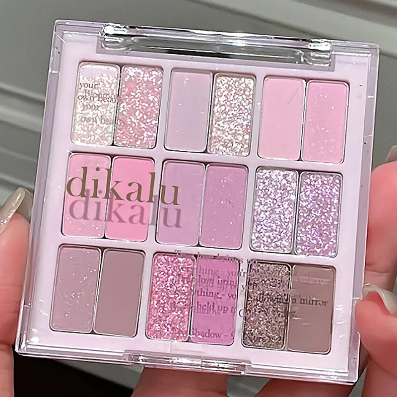 18-Color Purple Glitter Eyeshadow Palette Matte Pearl Highlighter Powder Nude Long Lasting Korean Shiny Eyes Make Up Palette