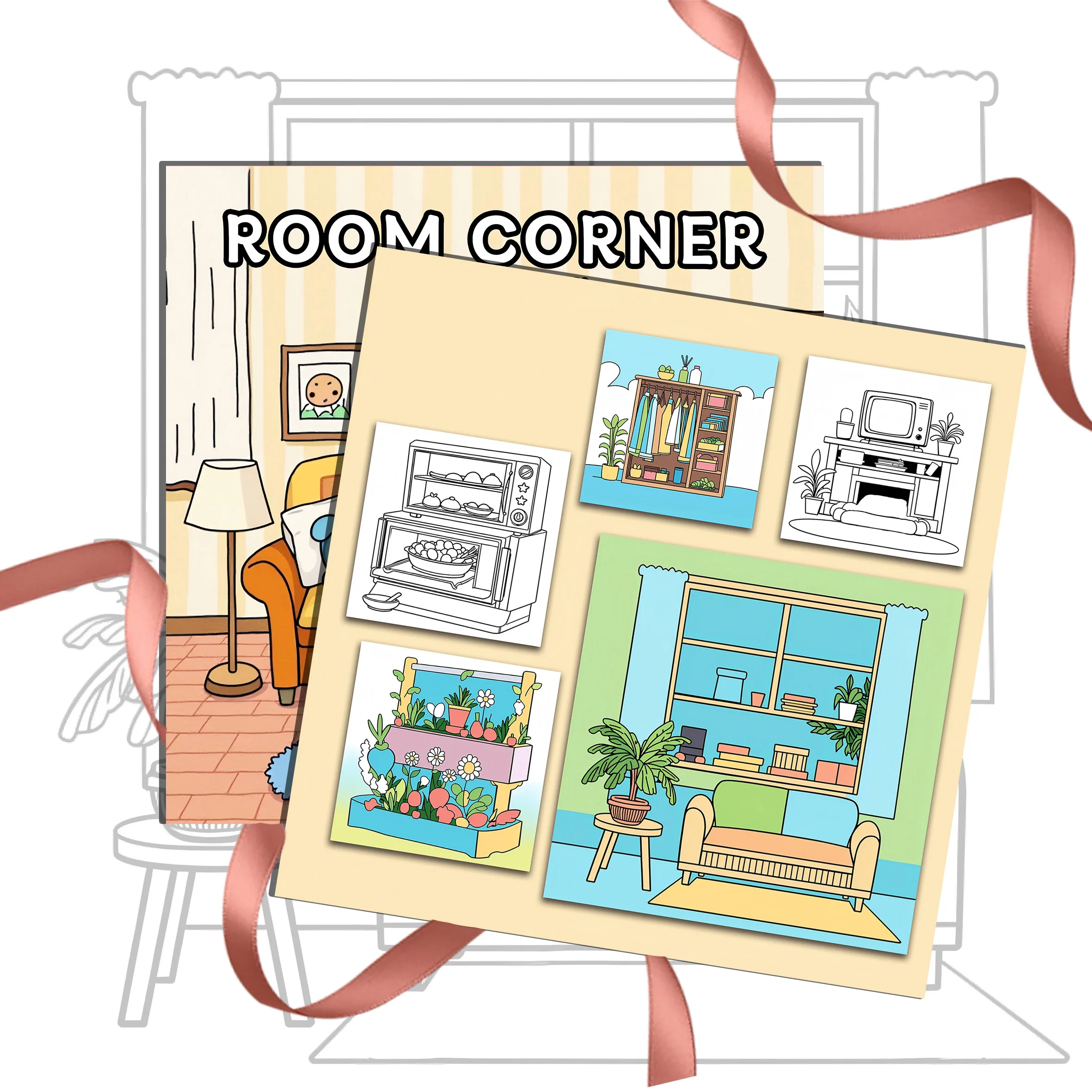 24-Page Premium Adult Picture Book - Cozy Home Design Coloring Book for Colorful Creativity and Skill Enhancement 4