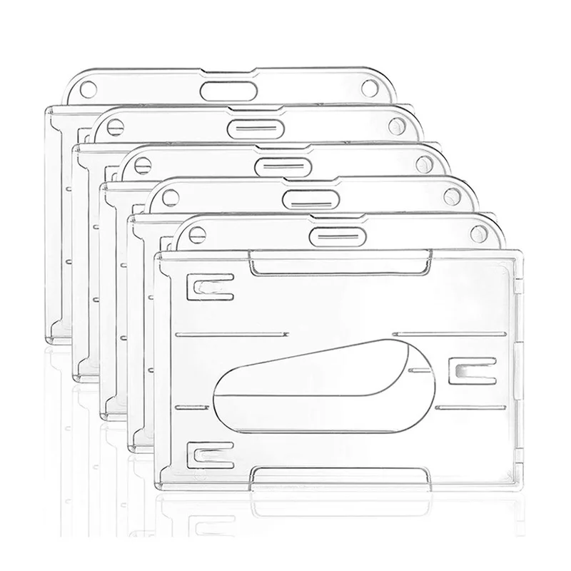 Badge Holder Thumb Card Case Transparent Plastic ID Tag Name Nurse Staff Work Card Cover Protector Bus Pass Sleeve