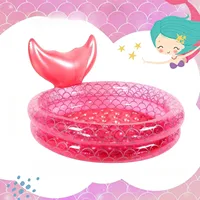 Piscine gonflable pour enfants, piscine à pagaie 90 cm, sirène rose, base souple, piscine sèche pour bébé, balles de plage 2