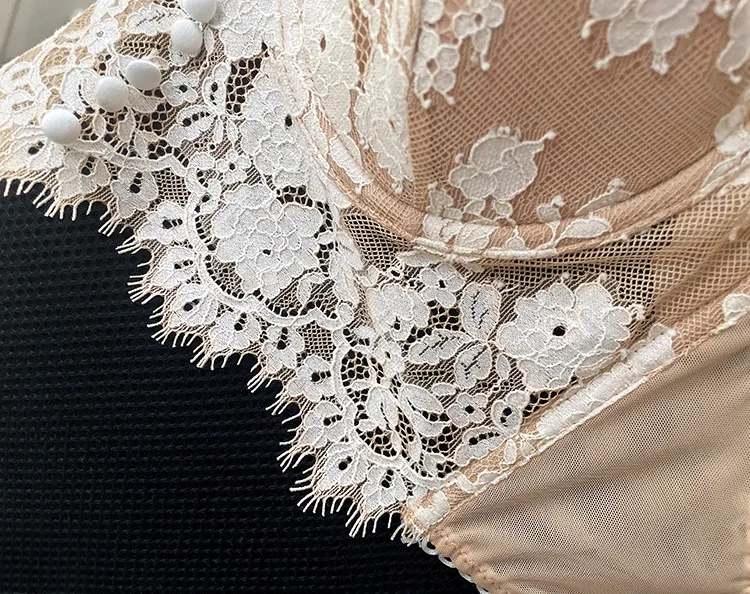 TECHOME Sexy Eyelashes Bra and Panties Set Lace Satin Bra Women's Briefs Push Up Fashion G-String Seamless Shorts_voghion.com