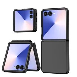 Luxury Shockproof Armor Phone Case with Hinge Protection - 2-in-1 Hard PC & Soft TPU for Galaxy Z Flip5 (Black)