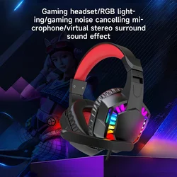 Enhanced Wired Headphones for Gaming, Music, and Online Conferencing (Black RGB Lights)