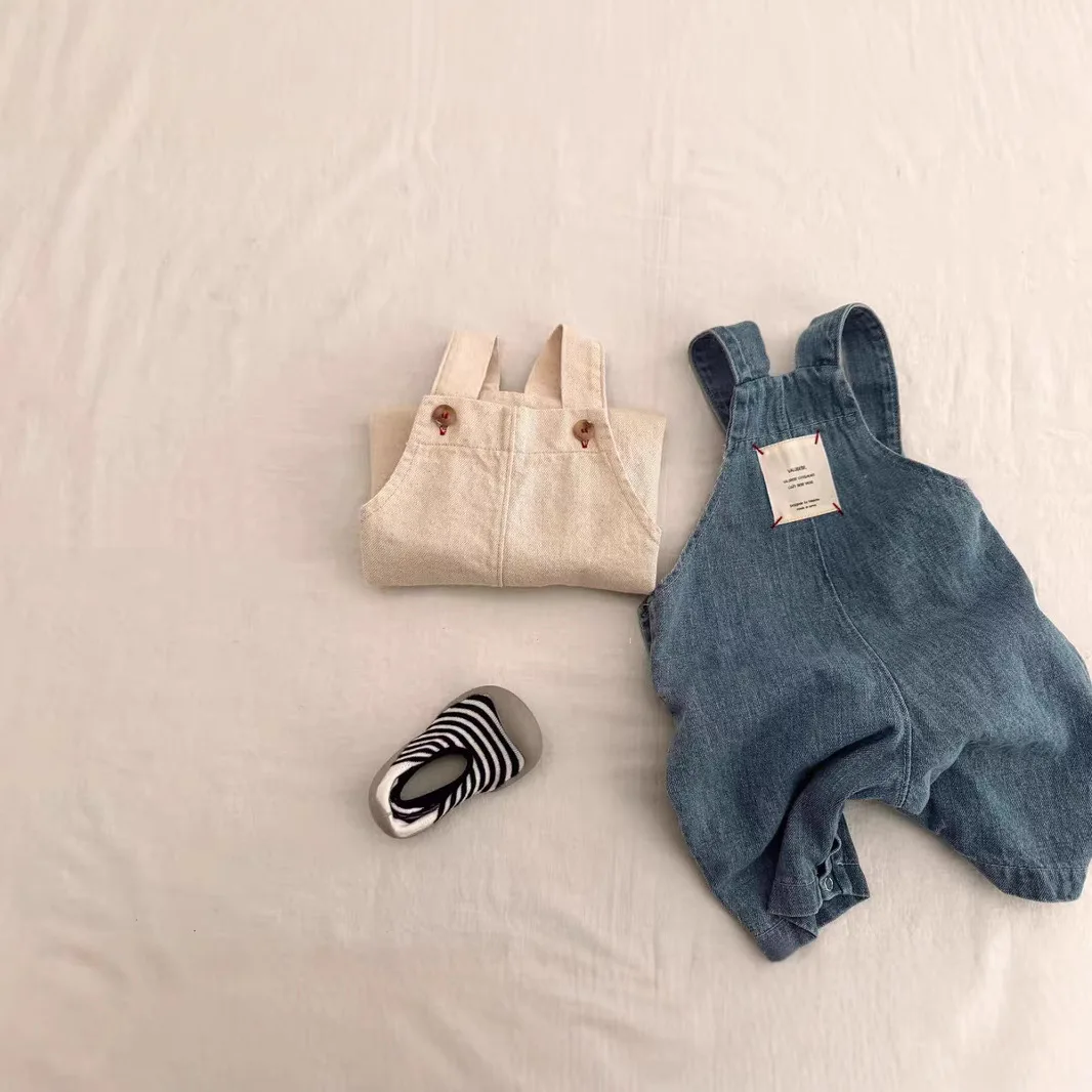 Korean Version Ins Denim Overalls for Boys and Girls, Spring and Autumn s for Children, Loose Denim Trendy Pants