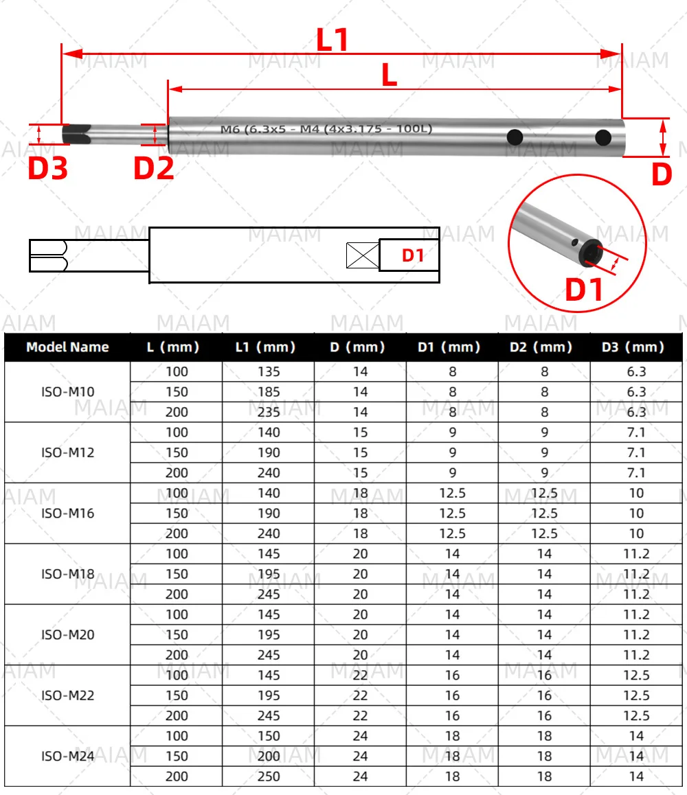 Gewindebohrer Verlängerungsstange Gewindeschneidfräser Verlängerungshülse ISO JIS Standard M3 M4 M6 M8 M10 M12 M14 M16 M20 GT12 GT24 Spannfutterhalter – Detail 3