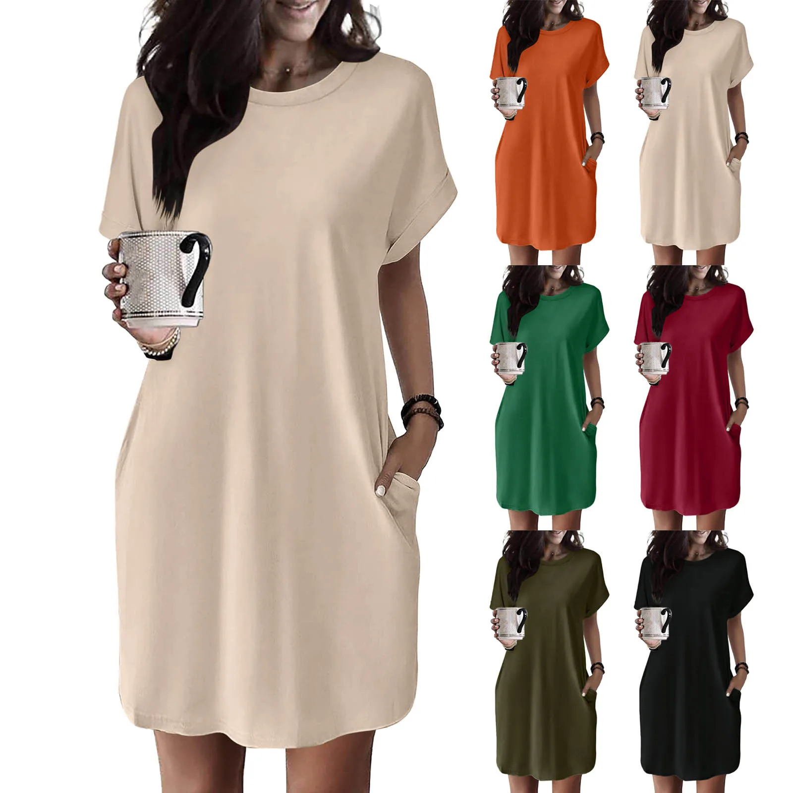 

Petite Maxi Dresses Women Soft T Shirt Dress Short Sleeve Casual Summer Tunic Dress Loose Loose Tank Top Gepolstert Dresses