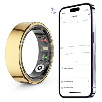 Anello Intelligente R09 Impermeabile, Fitness Tracker con Monitoraggio Frequenza Cardiaca, Ossigeno nel Sangue e Sonno, con Custodia di Ricarica per Telefoni Xiaomi e Samsung