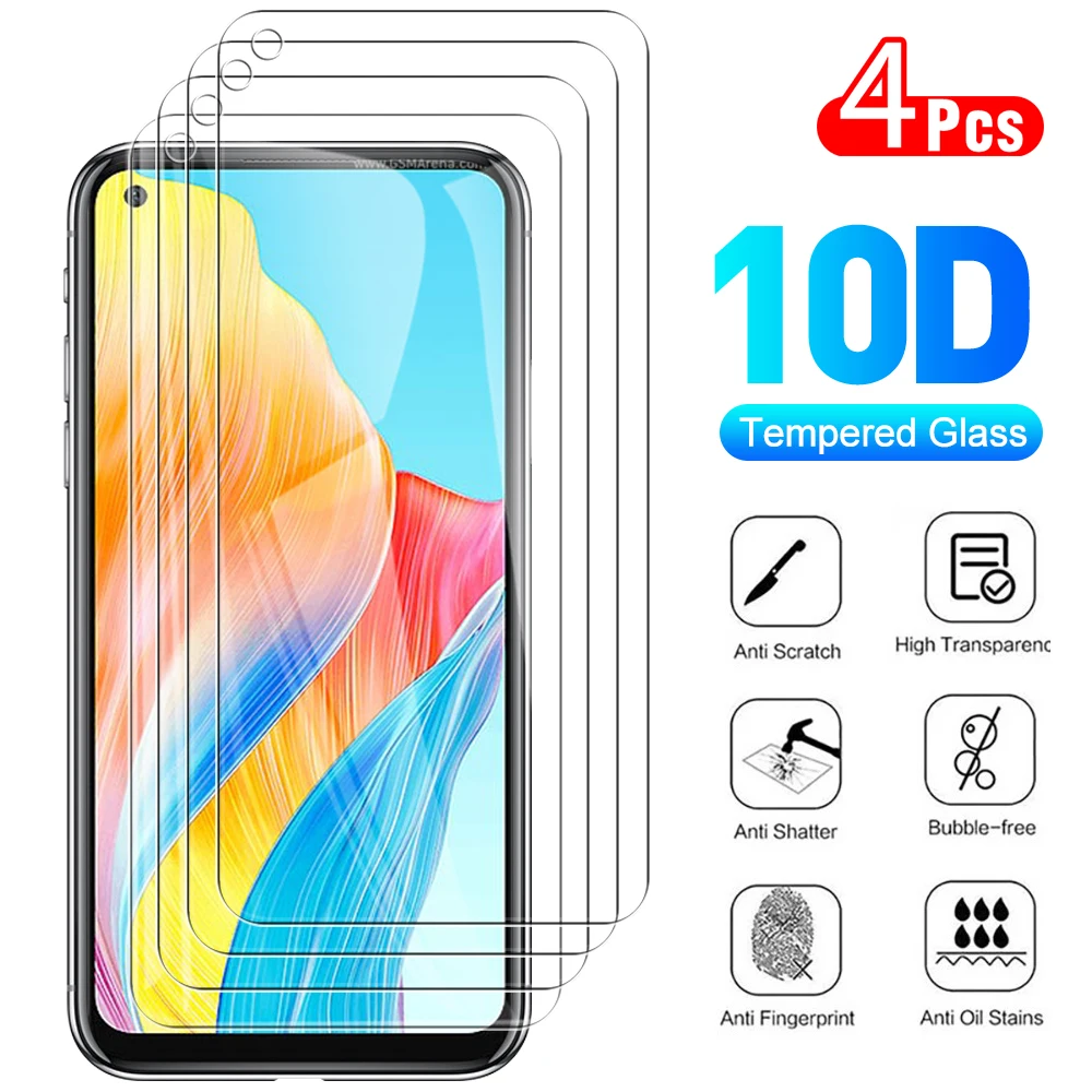 

4 шт. закаленное стекло против царапин для Oppo A78 4G Oppoa 78 78a полное покрытие прозрачная защитная пленка 6,43 дюйма