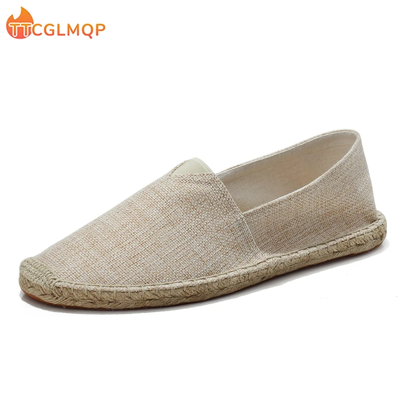 2022 Summer New Men's Linen Casual Shoes Handmade Weaving Fisherman Shoes Fashion Casual Flat Espadrilles Driving Shoes Big Size 6