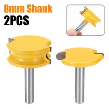 

2 Pcs 8mm Round Shank Woodworking Milling Cutter Lock Miter Router Bit Tongue Groove Joint Assembly Flute Router Bit Set Tools