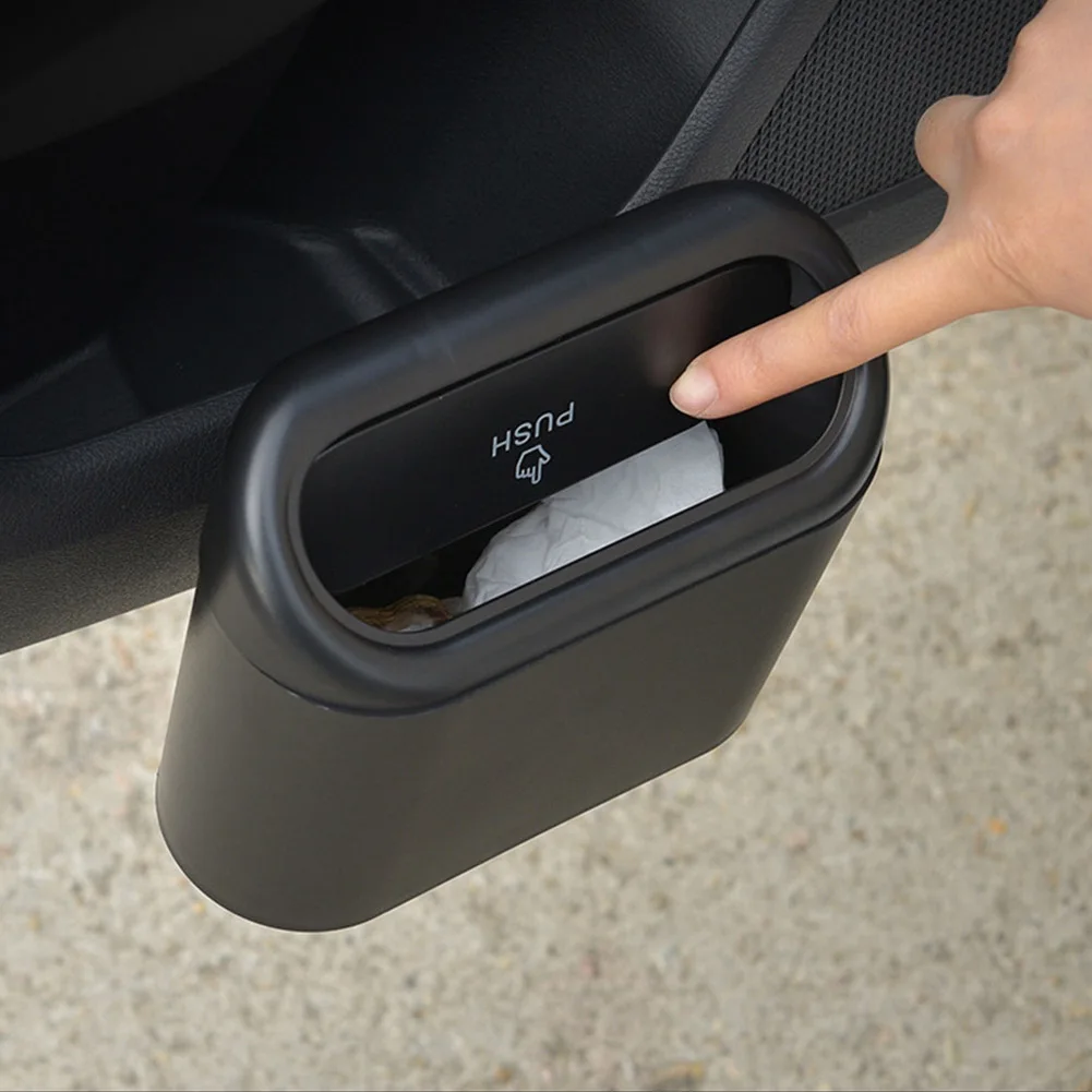 Hanging Car Trash Can Vehicle Garbage Dust Case Storage Box ABS Square Pressing Trash Bin Auto Interior Accessories Direct car trash can