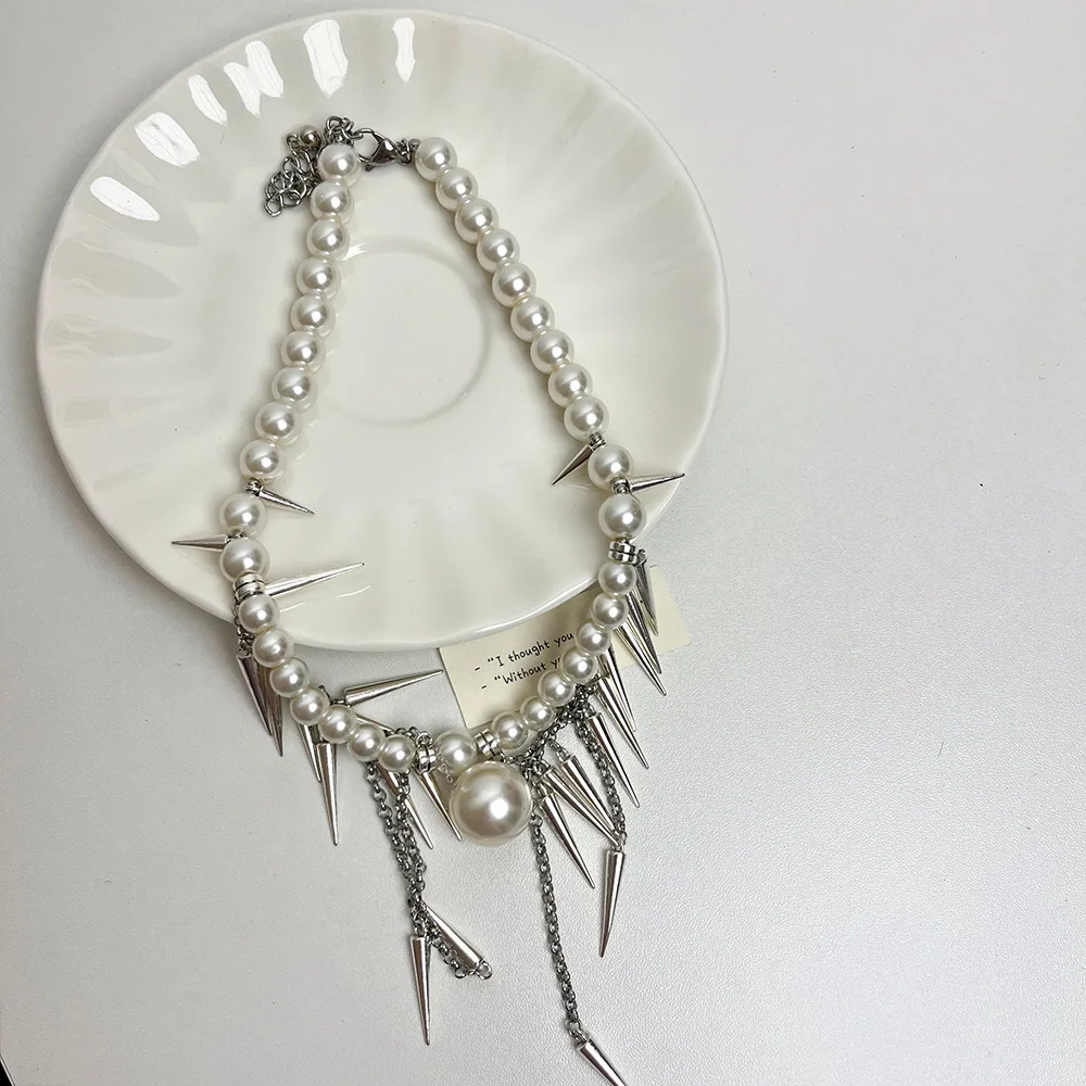 Silver Pearl Necklace Or Women Fashionable And Versatile Collarbone Chain Trend Jewelry Party Girls Accessories