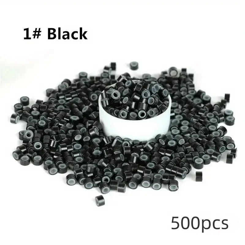 헤어 익스텐션 마이크로 링 링크 비즈, 헤어 익스텐션 도구용 실리콘 안감 비즈, 5mm, 500 개