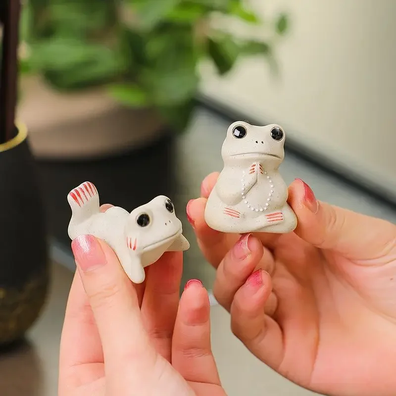 セラミックカエルの形の茶ペット中国カンフー茶デスクトップ装飾装飾品