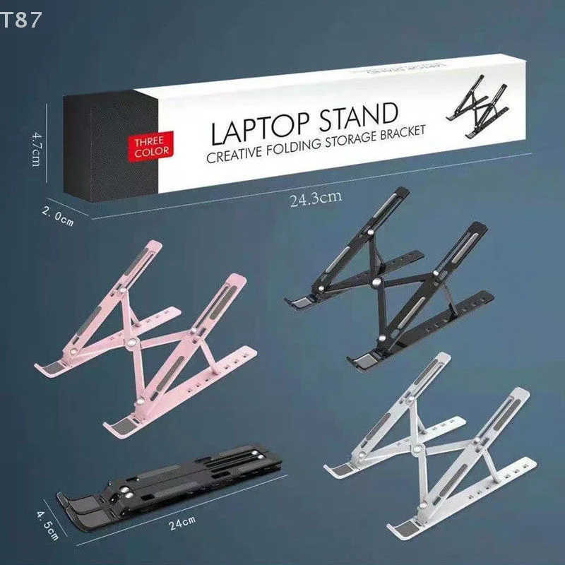 ดีไซน์พับได้และพกพาสะดวกสำหรับแล็ปท็อปขนาด 8-16 นิ้ว ระบายอากาศได้ดีขึ้นและปรับความร้อนได้ ขาตั้งแล็ปท็อปอะลูมิเนียม - ปรับความสูงได้ 8 ระดับ 1