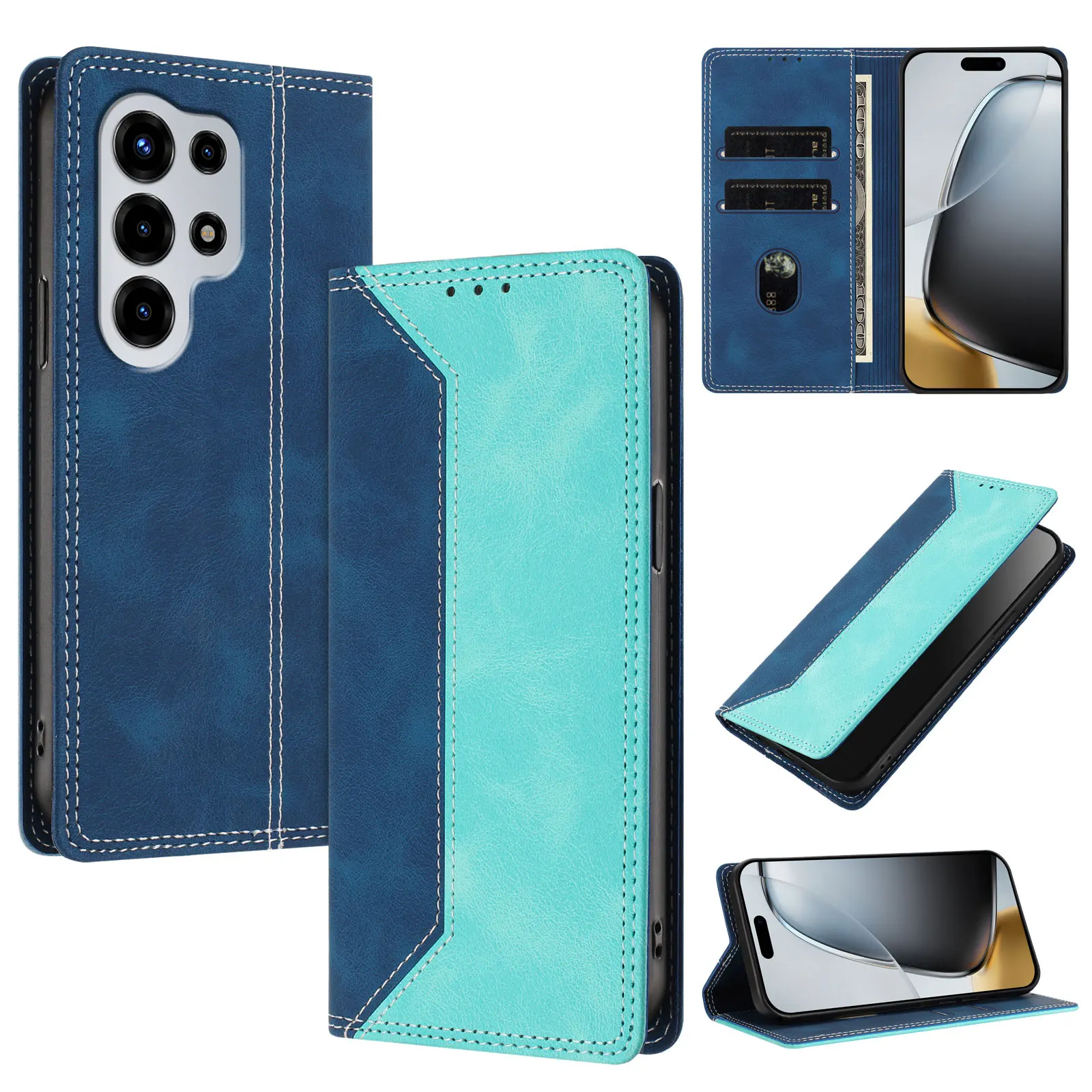 Retro Leather Magnetic Wallet Case with 3 Card Slots Flip Cover