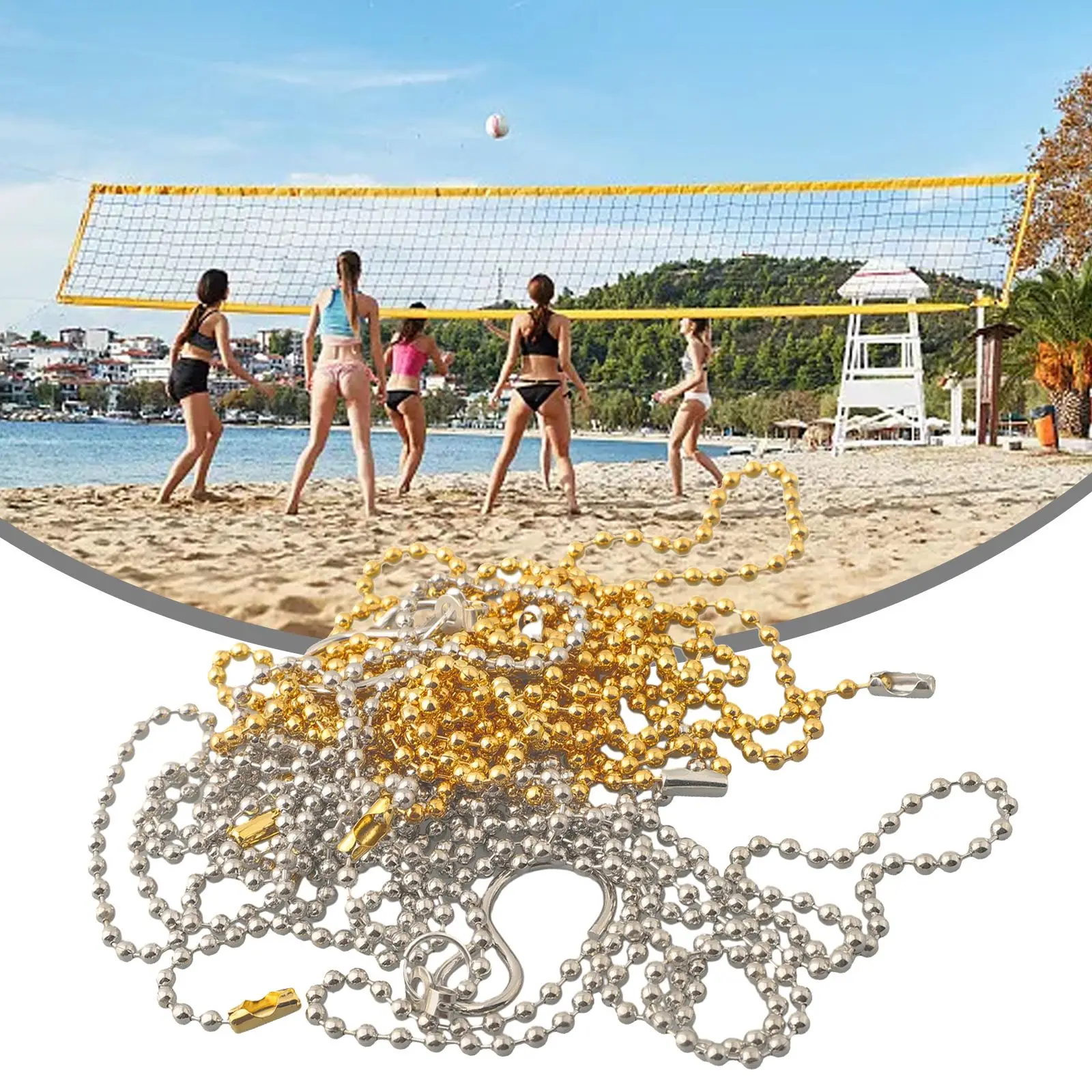 2pcs Volleyball Nets Height Measuring Tools Chain Setter Measuring Chains Height Adjuster Referee Volleyball Tools Team Sports