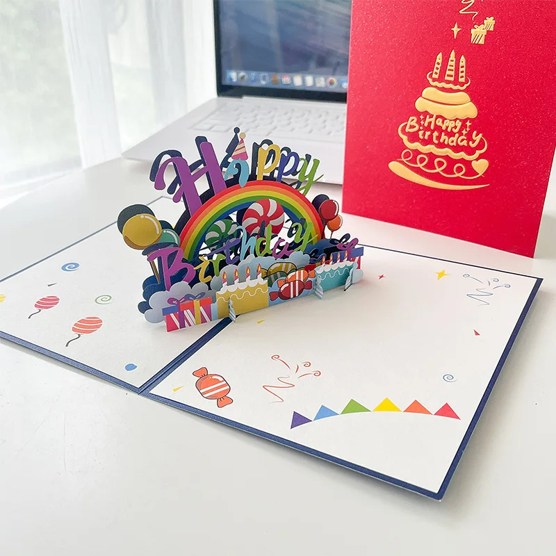 3D Pop-up Happy Birthday Card Hollow Paper Carving Birthday Greeting Card for Kids Friends Family Creative Gifts Cards greeting cards