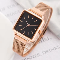 Fashion Luxury Women Watches Simple Square Ladies Quartz Wristwatch Metal Mesh Strap Elegant Lady Women's Watch Gifts for Woman 1