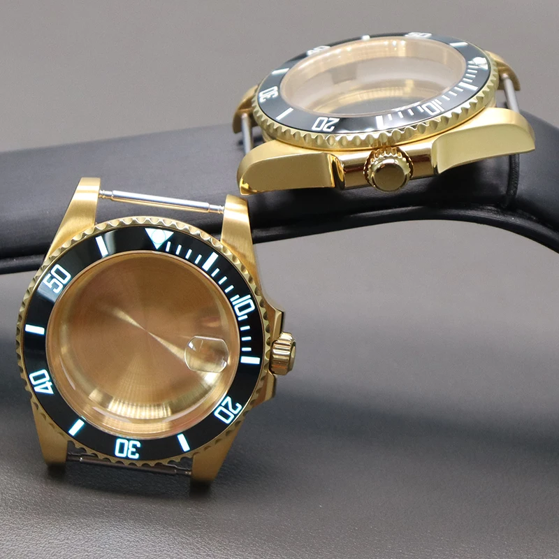

Gold 40mm Men's Watch Cases C3 Luminous Ceramic Bezel For Seiko 4R36 nh34 nh35 nh36 nh38 eta 2824 miyota 8215 Movement 28.5 Dial