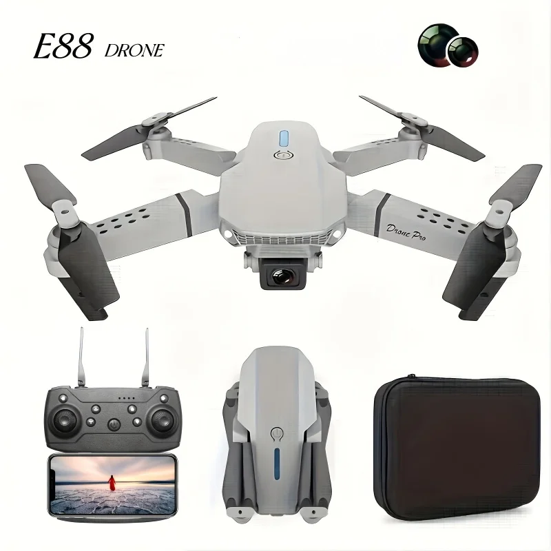 Equipped with Dual CamerasE88Uav,Mobile Application Control,Indoor Flying Toys,Halloween/Christmas/New Year Gift 1