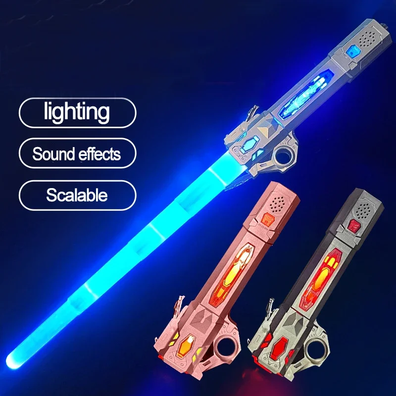Children Colorful Glowing Sword Toys Telescopic Music Laser Sword 2-in-1 Rotating Decompression Toy Light Sword Kids Adult Toys 4