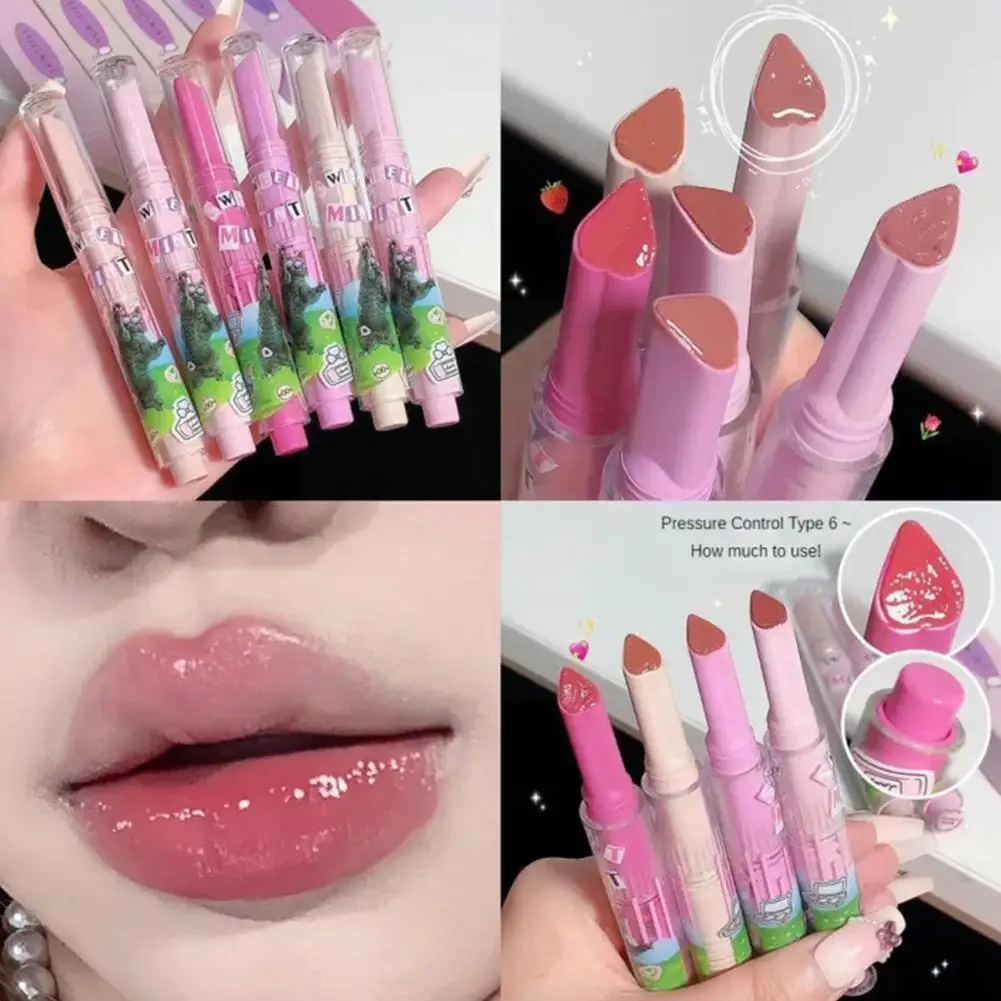 

Heart -shaped Lipstick Mirror Water Luminous Texture And Charming Lip Moisturizing Glass Color Easy To Waterproof Lips Make U5H2